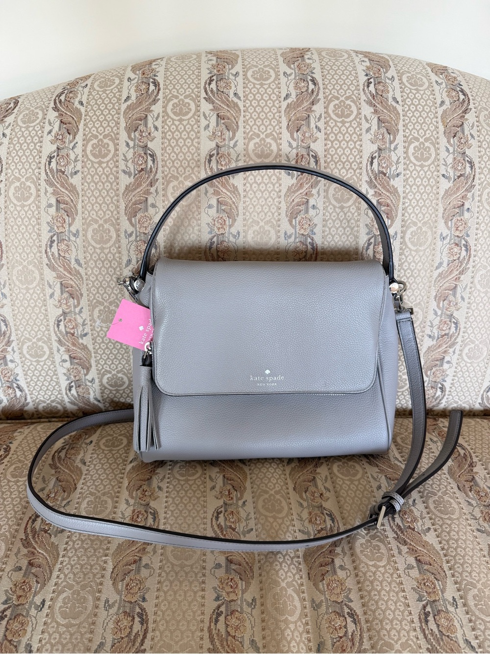 Kate Spade Grey Leather Purse Crossbody Shoulder